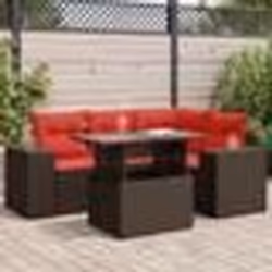 vidaXL Salon de jardin avec coussins 5pcs marron résine tressée acacia