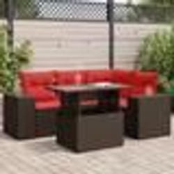 vidaXL Salon de jardin avec coussins 5pcs marron résine tressée acacia
