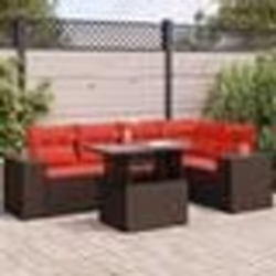 vidaXL Salon de jardin avec coussins 6pcs marron résine tressée acacia
