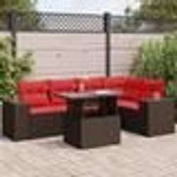 vidaXL Salon de jardin avec coussins 6pcs marron résine tressée acacia