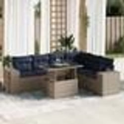 vidaXL Salon de jardin avec coussins 14 pcs gris résine tressée acacia