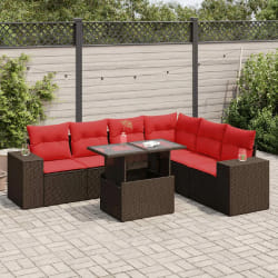 vidaXL Salon de jardin et coussins 14 pcs marron résine tressée acacia
