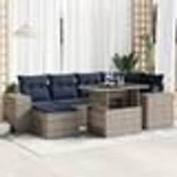 vidaXL Salon de jardin avec coussins 9 pcs gris résine tressée acacia