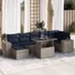vidaXL Salon de jardin avec coussins 8 pcs gris résine tressée acacia