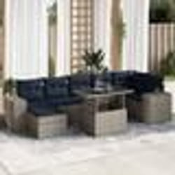 vidaXL Salon de jardin avec coussins 8 pcs gris résine tressée acacia