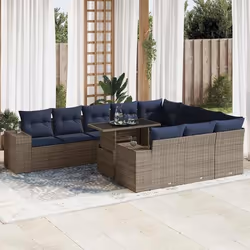 vidaXL Ensemble de canapés de jardin 11 pcs et coussins rotin acacia
