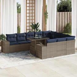 vidaXL Ensemble de canapés de jardin 11 pcs et coussins rotin acacia