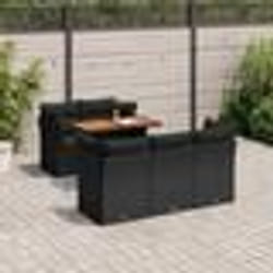 vidaXL Salon de jardin 6 pcs avec coussins noir résine tressée
