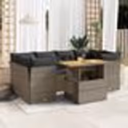 vidaXL Salon de jardin avec coussins 7 pcs gris résine tressée