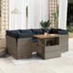 vidaXL Salon de jardin avec coussins 7 pcs gris résine tressée