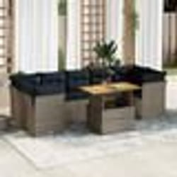 vidaXL Salon de jardin 8 pcs avec coussins gris résine tressée