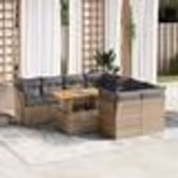 vidaXL Salon de jardin avec coussins 9 pcs beige résine tressée