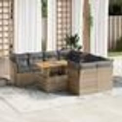 vidaXL Salon de jardin avec coussins 9 pcs beige résine tressée