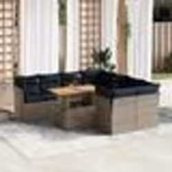 vidaXL Salon de jardin 9 pcs avec coussins gris résine tressée