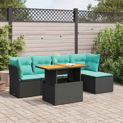 Salon De Jardin 6 Pcs Avec Coussins Noir Résine Tressée Vidaxl