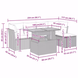 Salon De Jardin 6 Pcs Avec Coussins Noir Résine Tressée Vidaxl - Vue supplémentaire 2