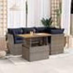 vidaXL Salon de jardin 5 pcs avec coussins gris résine tressée