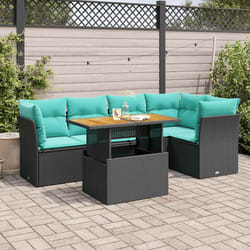 Salon De Jardin 6 Pcs Avec Coussins Noir Résine Tressée Vidaxl