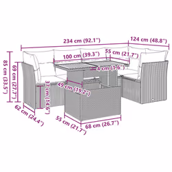 Salon De Jardin 6 Pcs Avec Coussins Noir Résine Tressée Vidaxl - Vue supplémentaire 2
