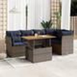 vidaXL Salon de jardin 6 pcs avec coussins gris résine tressée