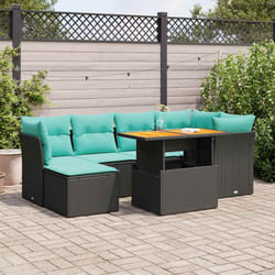 Salon De Jardin 7 Pcs Avec Coussins Noir Résine Tressée Vidaxl