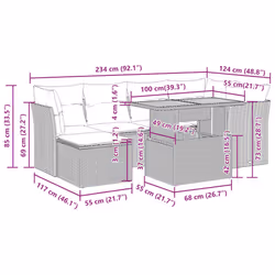 Salon De Jardin 7 Pcs Avec Coussins Noir Résine Tressée Vidaxl - Vue supplémentaire 2