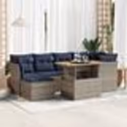 vidaXL Salon de jardin avec coussins 7 pcs gris résine tressée
