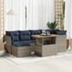 vidaXL Salon de jardin avec coussins 7 pcs gris résine tressée