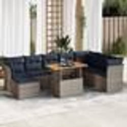 vidaXL Salon de jardin 6 pcs avec coussins gris résine tressée