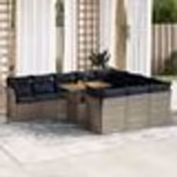 vidaXL Salon de jardin 11 pcs avec coussins gris résine tressée
