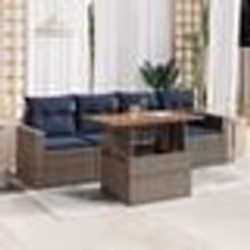 vidaXL Salon de jardin 5 pcs avec coussins gris résine tressée
