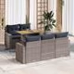 vidaXL Salon de jardin 6 pcs avec coussins gris résine tressée