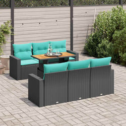 Salon De Jardin 7 Pcs Avec Coussins Noir Résine Tressée Vidaxl