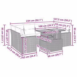Salon De Jardin 7 Pcs Avec Coussins Noir Résine Tressée Vidaxl - Vue supplémentaire 2