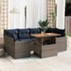 vidaXL Salon de jardin avec coussins 7 pcs gris résine tressée