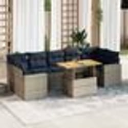 vidaXL Salon de jardin 8 pcs avec coussins gris résine tressée
