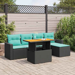 Salon De Jardin 6 Pcs Avec Coussins Noir Résine Tressée Vidaxl