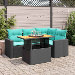 Salon De Jardin 5 Pcs Avec Coussins Noir Résine Tressée Vidaxl