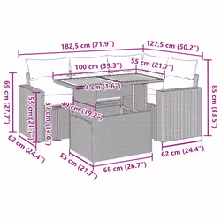 Salon De Jardin 5 Pcs Avec Coussins Noir Résine Tressée Vidaxl - Vue supplémentaire 2
