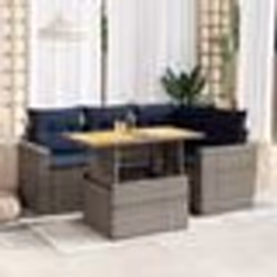 vidaXL Salon de jardin 5 pcs avec coussins gris résine tressée