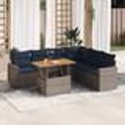 vidaXL Salon de jardin avec coussins 7 pcs gris résine tressée