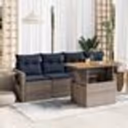 vidaXL Salon de jardin 5 pcs avec coussins gris résine tressée