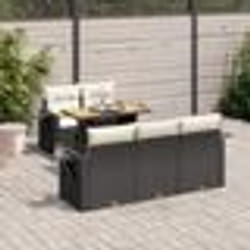 vidaXL Salon de jardin 6 pcs avec coussins noir résine tressée