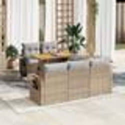 vidaXL Salon de jardin avec coussins 6 pcs beige résine tressée