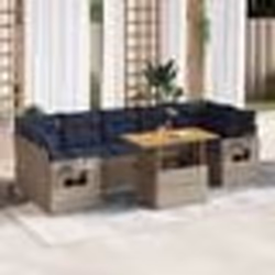 vidaXL Salon de jardin 8 pcs avec coussins gris résine tressée