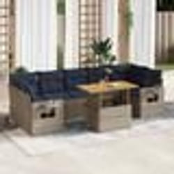 vidaXL Salon de jardin 8 pcs avec coussins gris résine tressée