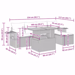 Salon De Jardin 6 Pcs Avec Coussins Noir Résine Tressée Vidaxl - Vue supplémentaire 2