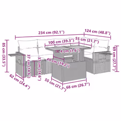 Salon De Jardin 6 Pcs Avec Coussins Noir Résine Tressée Vidaxl - Vue supplémentaire 2