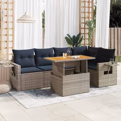 vidaXL Salon de jardin 6 pcs avec coussins gris résine tressée