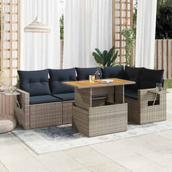 vidaXL Salon de jardin 6 pcs avec coussins gris résine tressée